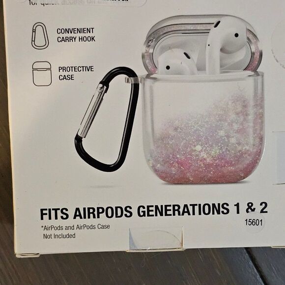 Merkury Floating Glitter Protective Case For Airpods Generation 1 & 2 OS - Picture 4 of 6